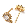 Brass Pave Clear Cubic Zirconia Stud Earring Findings KK-Z121-07G-2