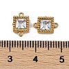 Ion Plating(IP) 304 Stainless Steel Cubic Zirconia Square Links Connector Charms STAS-K256-24G-06-3
