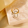 Adjustable 304 Stainless Steel Cuff Rings for Women RJEW-B135-01GP-08-1