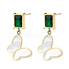 304 Stainless Steel Pave Green Cubic Zirconia Stud Earrings NH7651-1-1