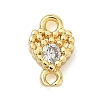 Brass Pave Cubic Zirconia Heart Connector Charms KK-G548-18G-03-1