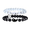 Volcano Stone Black Matte Black Gallstone Wood Beads Bracelet Set Combination Hip Hop Elastic Bracelet Bracelet Bracelet WQ1083-14-1