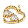 Rack Plating Brass Micro Pave Clear Cubic Zirconia Pendants KK-Z063-10G-03-2