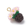 Resin Glass Seed Beaded Flower Pendants PALLOY-MZ01106-03-3