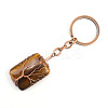 Tree of Life Wire Wrapped Rectangle Natural Tiger Eye Gemstone Pendant Keychain FIND-PW0017-05E-1