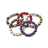 Round Shell Pearl Beads Stretchy Bracelets for Women BJEW-XCP0002-07-1