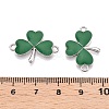 Rack Plating Alloy Green Enamel Shamrock Connector Charms ENAM-N056-354P-3