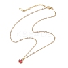 Brass Red Enamel Maple Leaf Pendant Cable Chain Necklaces for Women NJEW-JN05080-4