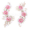 2Pcs Flower Polyester Embroider Thread Iron on/Sew On Patches DIY-ME0001-67A-1