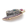 Horse's Head Alloy Rhinestone Brooches LS-JEWB-E041-18AB-01-2