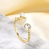 Dolphin Brass Micro Pave Cubic Zirconia Cuff Rings for Women RJEW-K240-10G-1
