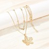 Alloy Flower Pendant with Iron Chain Double Layer Necklaces for Women NJEW-A066-02G-1