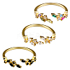 3Pcs 3 Colors Brass Micro Pave Cubic Zirconia Cuff Rings for Women RJEW-GO0001-28B-1