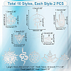 20Pcs 10 Styles 304 Stainless Steel Laser Cut Charms STAS-UN0048-70-3