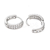 Brass Micro Pave Clear Cubic Zirconia Hoop Earrings EJEW-S234-04P-2
