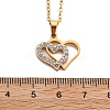304 Stainless Steel Crystal Rhinestone Heart Pendant Cable Chain Necklaces for Women NJEW-Z056-01B-G-5