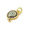 Real 18K Gold Plated Rack Plating Brass Micro Pave Cubic Zirconia Pendants Charms KK-S396-01H-2
