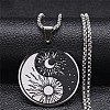201 Stainless Steel Enamel Yin Yang with Sun & Moon Pendant Necklaces NJEW-G115-05P-1-1
