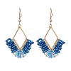 Braided Glass & 201 Stainless Steel Dangle Earrings EJEW-MZ00159-02-2