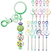 11Pcs 11 Colors Gradient Color Alloy Beadable Bar Keychain for DIY Crafts Jewelry Making KEYC-CJ0001-10-1