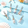 Natural Lapis Lazuli/Amethyst/Carnelian/Citrine/Rose Quartz/Amazonite Chip & Shell Beads inside Glass Wishing Bottle Pendant Decorations HJEW-JM03220-1