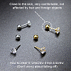 60Pcs 2 Colors Stainless Steel Ear Nuts STAS-BBC0003-34-4