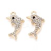 Rack Plating Alloy Rhinestone Pendants PALLOY-T091-23M-G-2