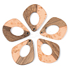 Transparent Resin & Walnut Wood Pendants RESI-S389-016A-B-2