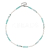 Faceted Round Natural Larimar and Pearl Beaded Necklaces NJEW-JN06409-01-2