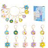 20Pcs 10 Styles Flower Alloy Enamel Pendant Locking Stitch Markers HJEW-SC00173-1