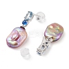 Oval Rhodium Plated 925 Sterling Silver Studs Earrings STER-Z009-04P-2