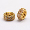 Brass Micro Pave Cubic Zirconia European Beads ZIRC-D113-31G-FF-1