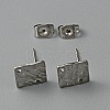304 Stainless Steel Textured Geometry Stud Earrings Findings with Hole STAS-WH0027-54G-1