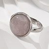 Half Round Natural Rose Quartz Finger Rings X-RJEW-M062-01P-17-5