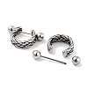 Braided 316 Surgical Stainless Steel Shield Barbell Hoop Earrings EJEW-Z050-58D-AS-2