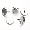 Tarnish Resistant Flat Round Stainless Steel Stud Earring Settings LS-X-STAS-M227-12mm-1