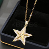 Brass Micro Pave Clear Cubic Zirconia Star Pendant Necklaces for Women FS-WG16544-01-3