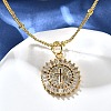 Brass Clear Cubic Zirconia Pendant Necklaces for Women NJEW-A039-02E-G-1