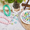 140Pcs 7 Colors Spray Painted Wood European Beads WOOD-GL0001-18-5