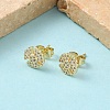 Flower Brass Micro Pave Clear Cubic Zirconia Stud Earrings EJEW-Z144-03G-2