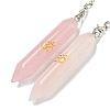 Bullet Natural Rose Quartz Pointed Dowsing Pendulums AJEW-B106-01AS-04-2