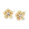 Flower Brass Micro Pave Cubic Zirconia Stud Earring Findings KK-M326-08G-1