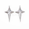 Brass Micro Pave Clear Cubic Zirconia Pendants KK-S364-102P-1
