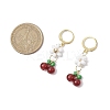 Natural Carnelian Beads & Glass Seed Dangle Hoop Earrings EJEW-MZ00309-02-3