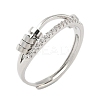 Brass Micro Pave Cubic Zirconia Rotating Finger Rings for Women RJEW-C132-04P-1