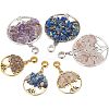 24Pcs 6 Styles Natural Mixed Gemstone European Dangle Charms PALLOY-AR0001-36-1
