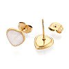 Heart 304 Stainless Steel Enamel Stud Earrings EJEW-T047-18G-B-2