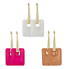3 Pairs 3 Colors Rectangle Resin Hoop Earrings for Women EJEW-FI0002-64-1