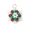 5Pcs 5 Colors Glass Seed Beaded Snowflake Pendants PALLOY-MZ00815-2