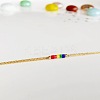 Rainbow Color Glass Beaded Double Layer Bracelets with Brass Chains for Women Elegant Jewelry RN7391-2
